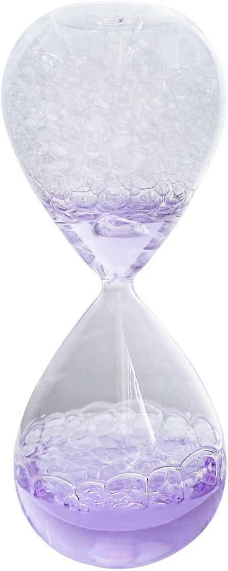 Handmade Timer Bubble Singing Dream Foam Crystal Hourglass Glass Craft for Lover Birthday Present 8 Inch 20 cm High -Purple