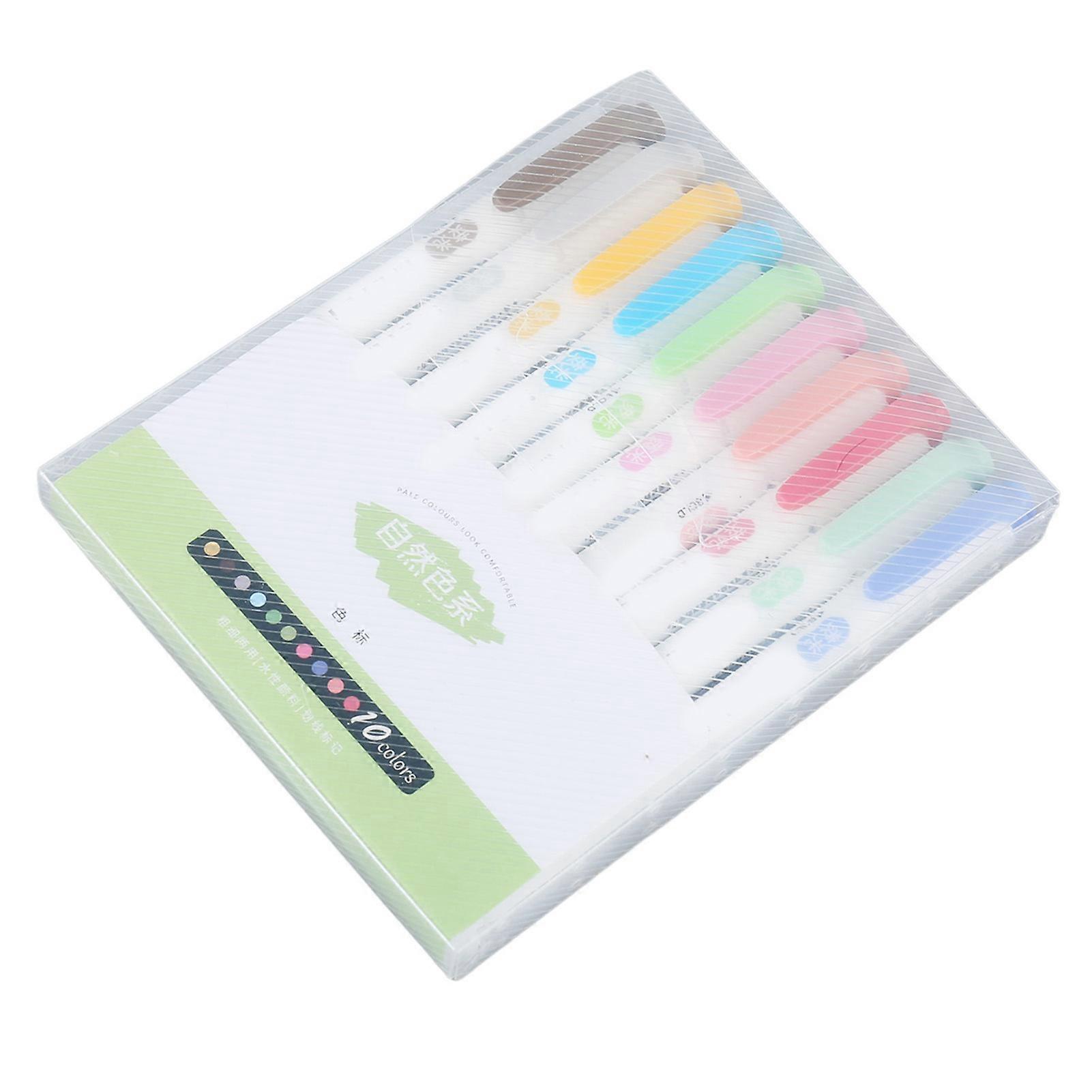 10Pcs Highlighter Assorted Colors Double Headed Fiber Nib Quick Drying Note Taking Pen for School Office Family Art