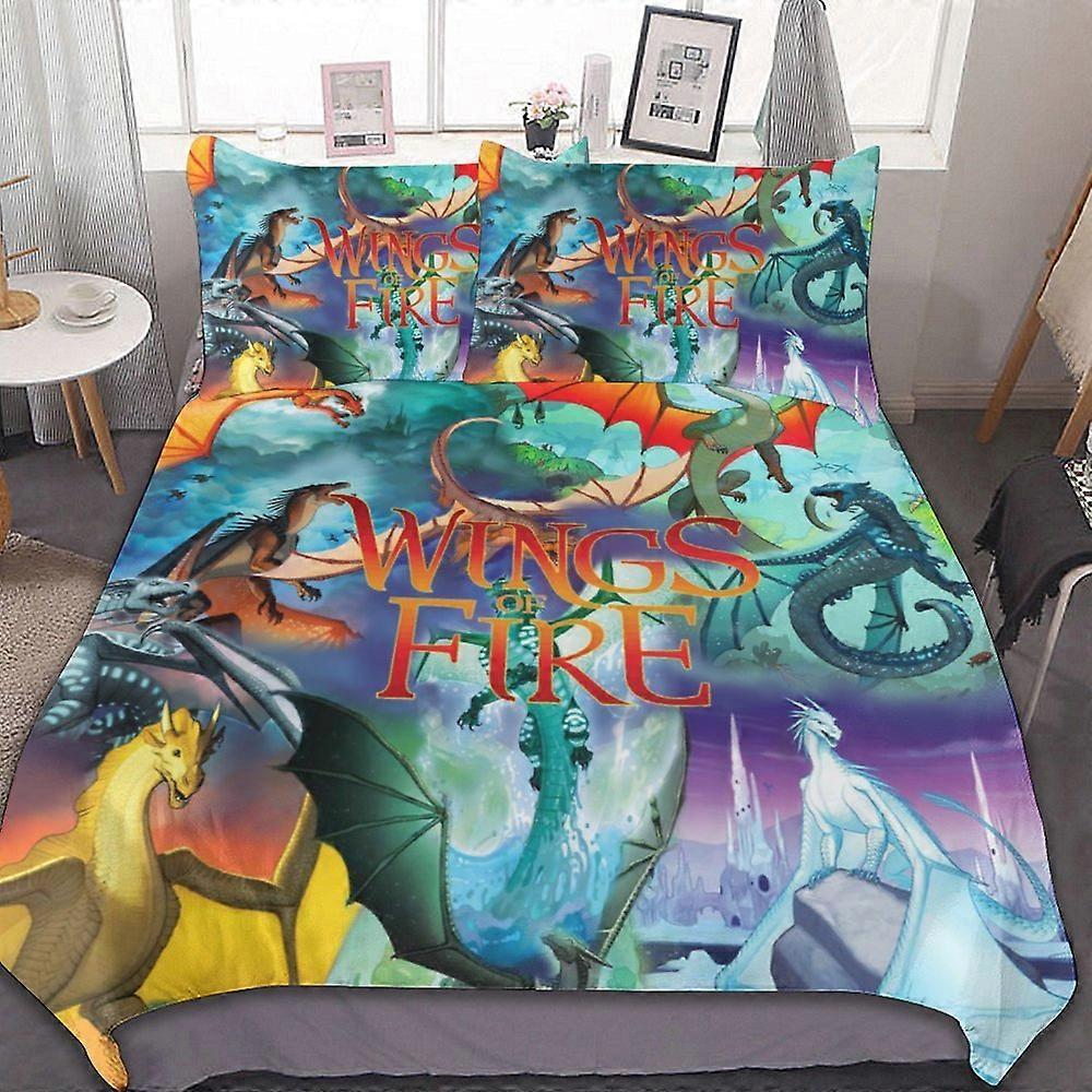 v72 Dragon Wings Of Fire Conjunto de Cama de 3 Peças Conjunto de Capa de Edredom Macio Quente e Confortável Conjunto de Cama com 1 Capa de Edredom e 2 Fronhas para Quarto o