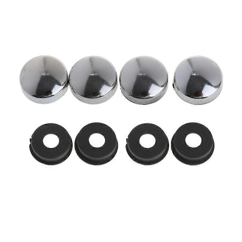 8Pcs/Set Black Sliver Security License Plate Frame Mounting Screw Bolts Nut Caps for Car Motorcycle Car
