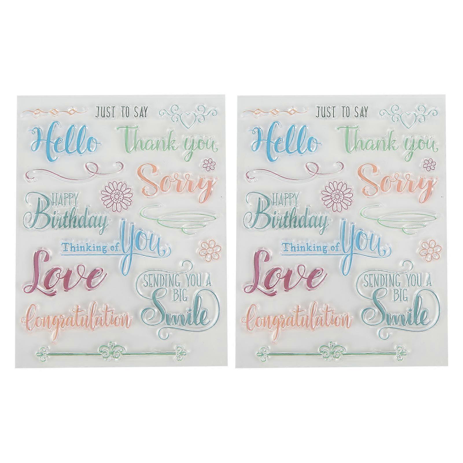 2pcs Clear Stamps DIY Interesting Durable Reusable TPR Material Transparent Appearance Embossing Scrapbooking Tool