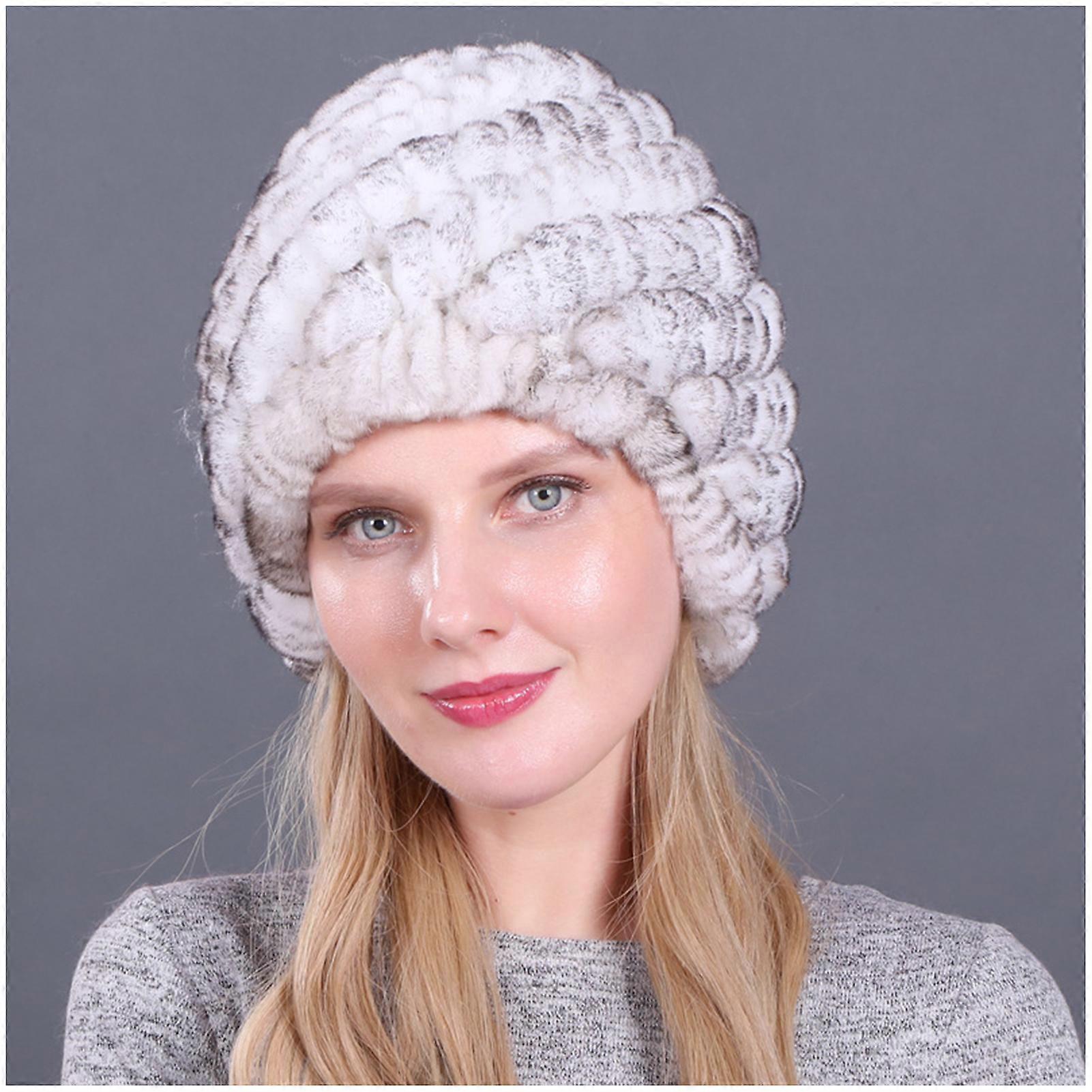 Women\'s Fur Beanie Hat with Plush Layer Keep Warm Function for Cold Winter Outdoor Activities