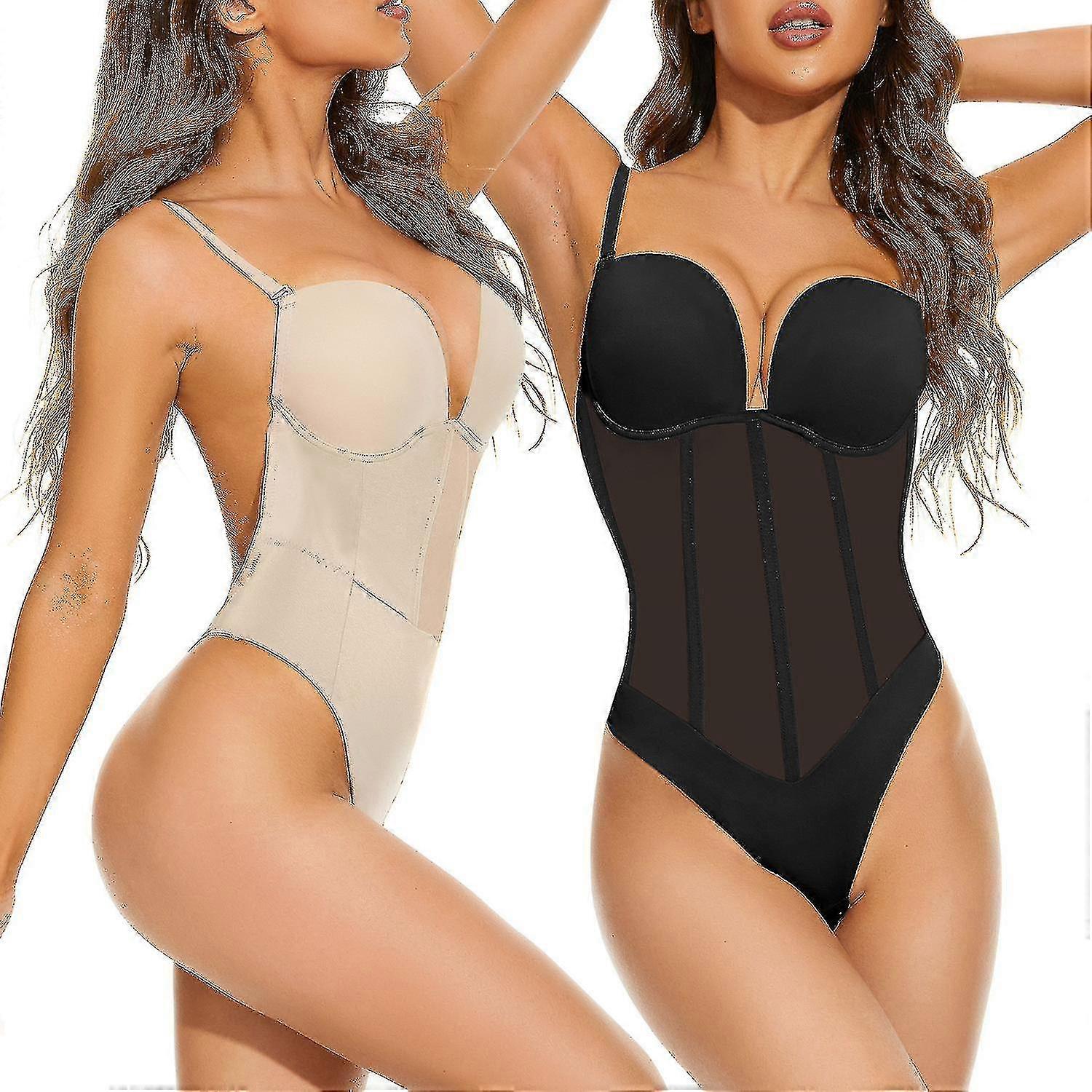 مايك النساء Shapewear بدلة التخسيس الملابس الداخلية عارية الذراعين U يغرق ثونغ دفع مشد لحفل الزفاف