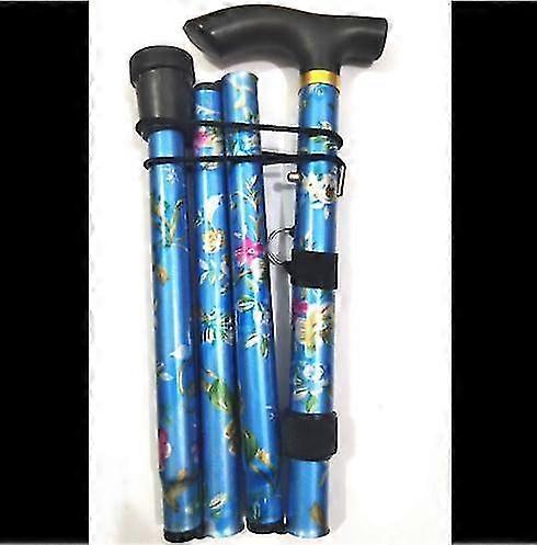 Folding Walking Stick Adjustable Aluminium Floral Walking Cane For Hiking Camping Durable Mobility Aid