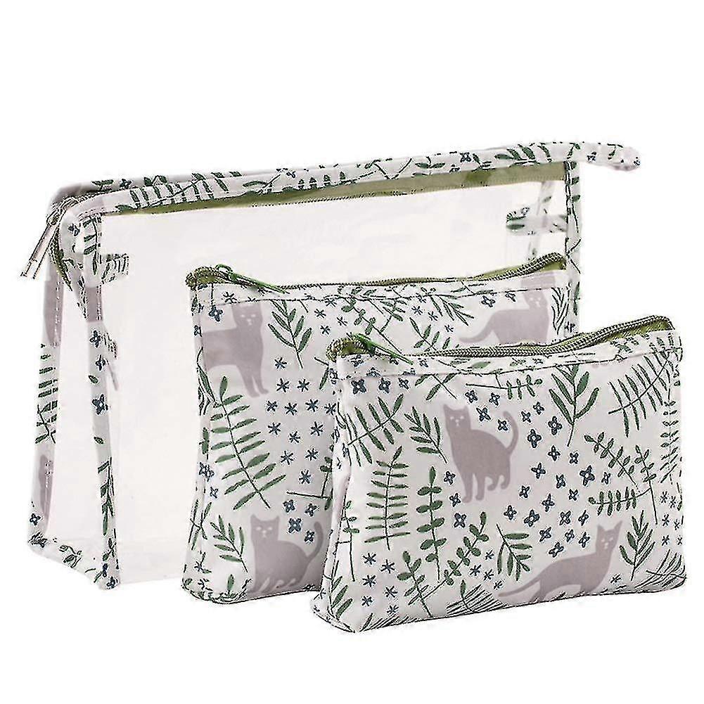 Waterproof Pvc Patterned Multi-functional Cosmetic Bag Practical 3 Pieces Set