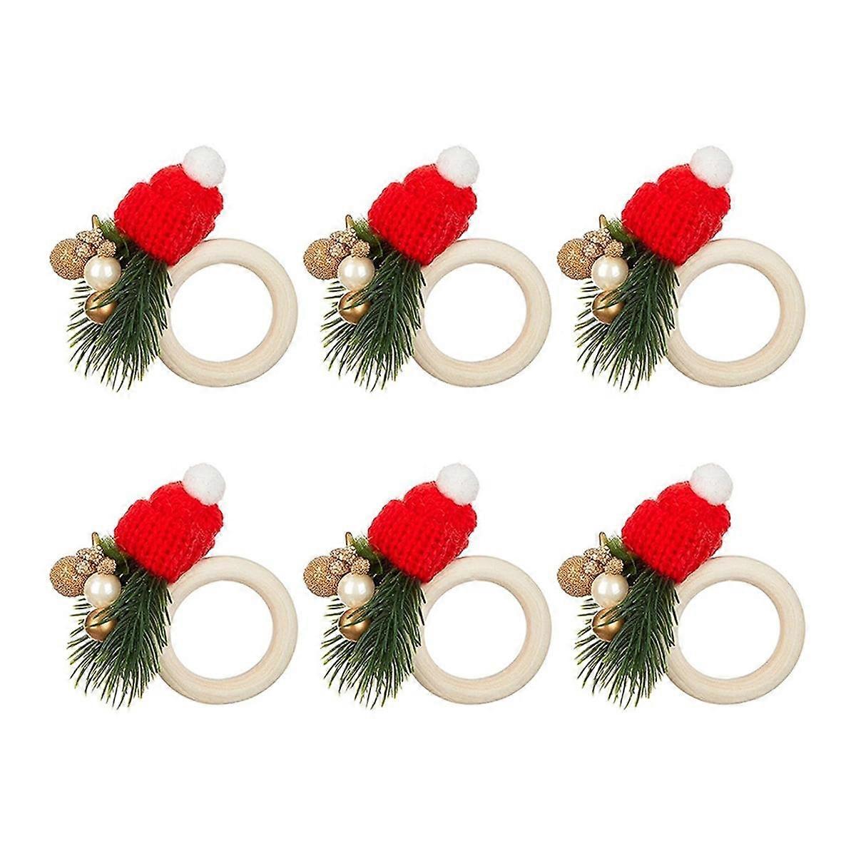 6pcs Napkin Rings,Pinecone Napkin Rings Holders,Pinecone Napkin Buckles with Gold Bead,Dining Table