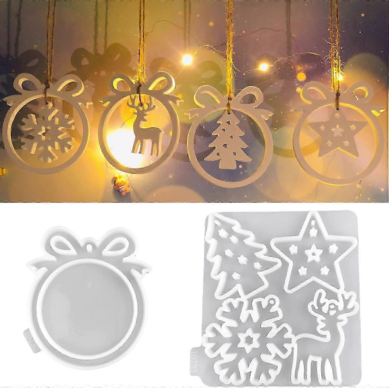 قوالب السيليكون لعيد الميلاد قوالب الصب ، قلادة عيد الميلاد ، قوالب سيليكون النجمة شجرة عيد الميلاد الأيائل قلادة قوالب راتنجات الايبوكسي للحرف اليدوية عيد الميلاد د