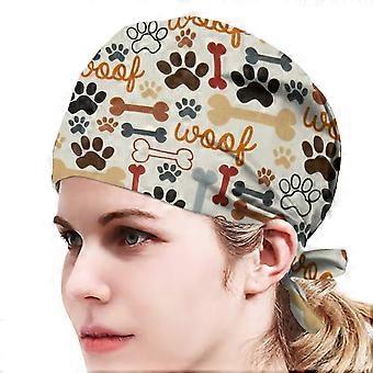 Soft Working Hat for Women Men Adjustable Strap Shower Hat Headwear Satin Working Cap, Waterproof Shower Cap with Adjustable Tie Back Beige 21*13.5cm