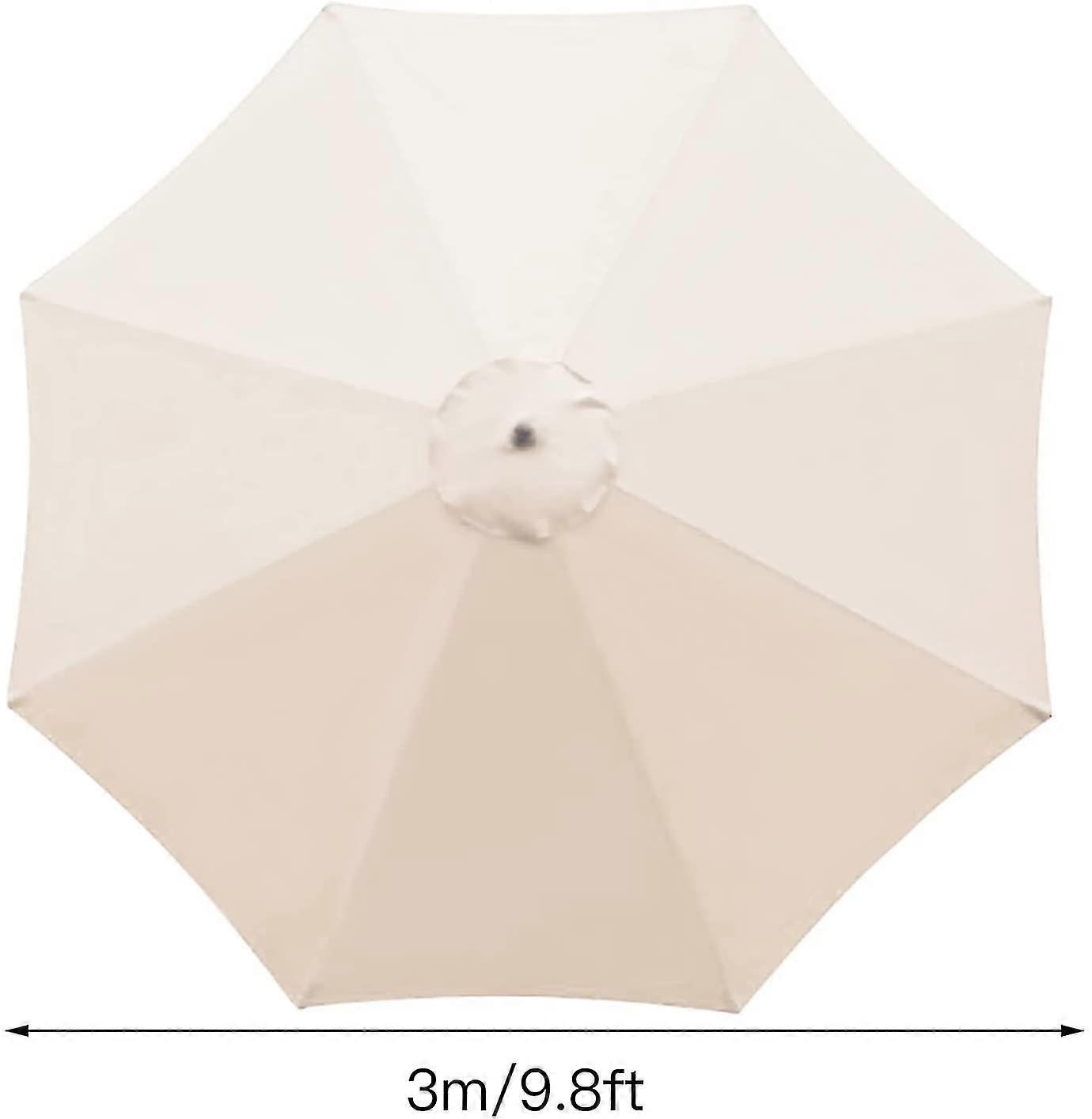 Housse de parasol de remplacement - 8 côtes - 3m - Imperméable - Protection UV - Tissu de remplacement - Beige