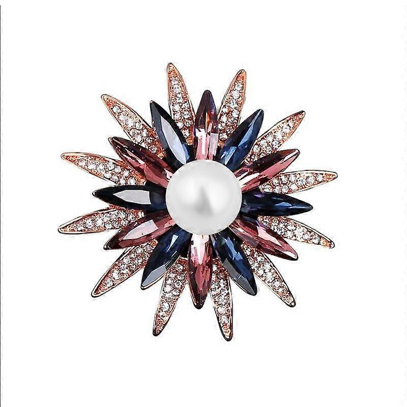 Crystal Geometry Flower Brooch Pin