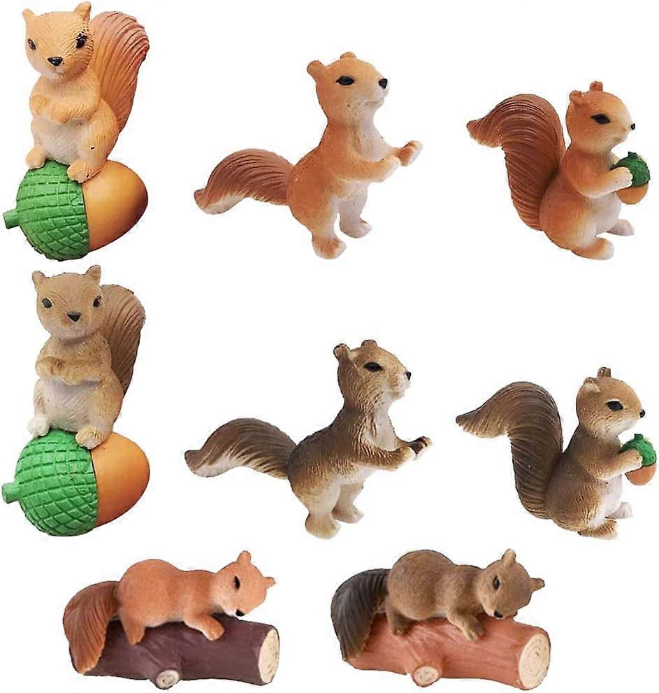 Squirrel Doll Ornaments Decoratio 8 Mini Squirrel Figurines, Mini