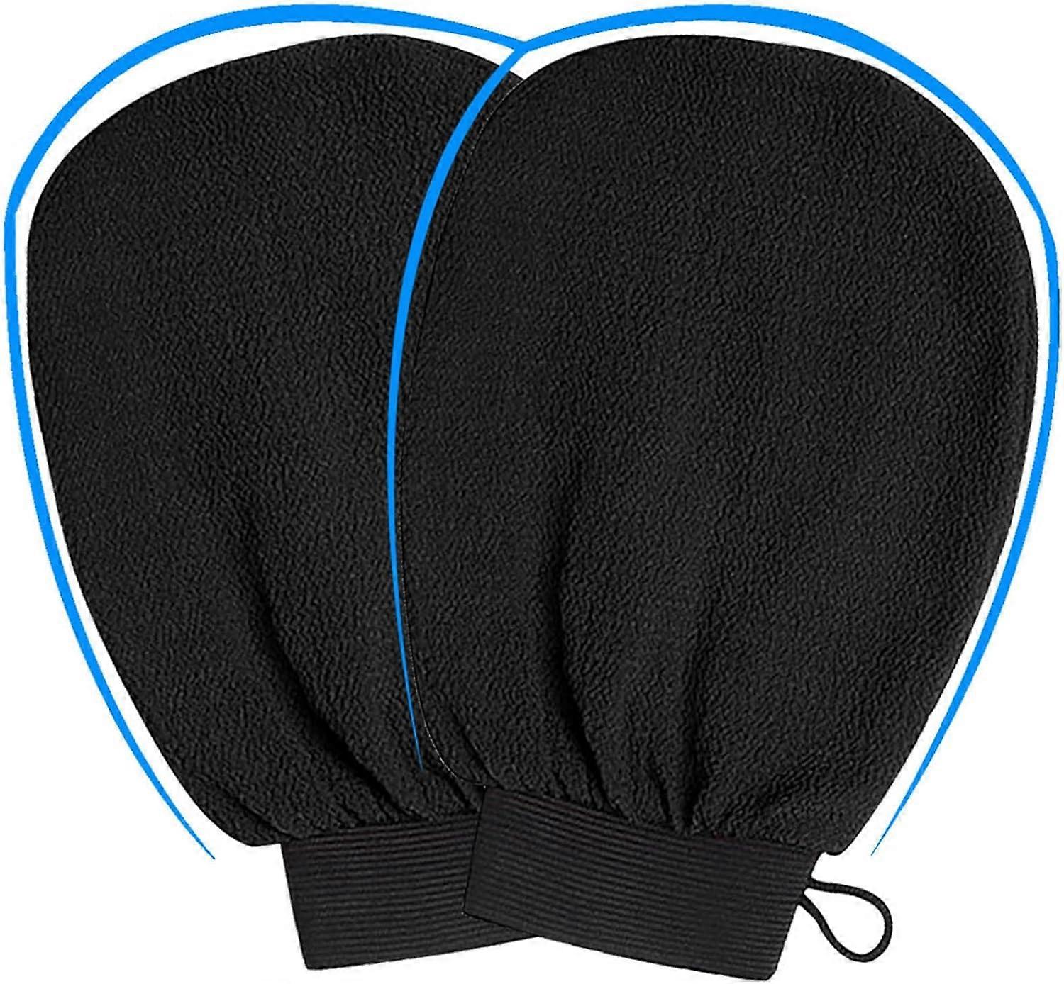 Deep Exfoliating Mitts, 2 Pack Microdermabrasion ExfoliatingAAAA (Black)