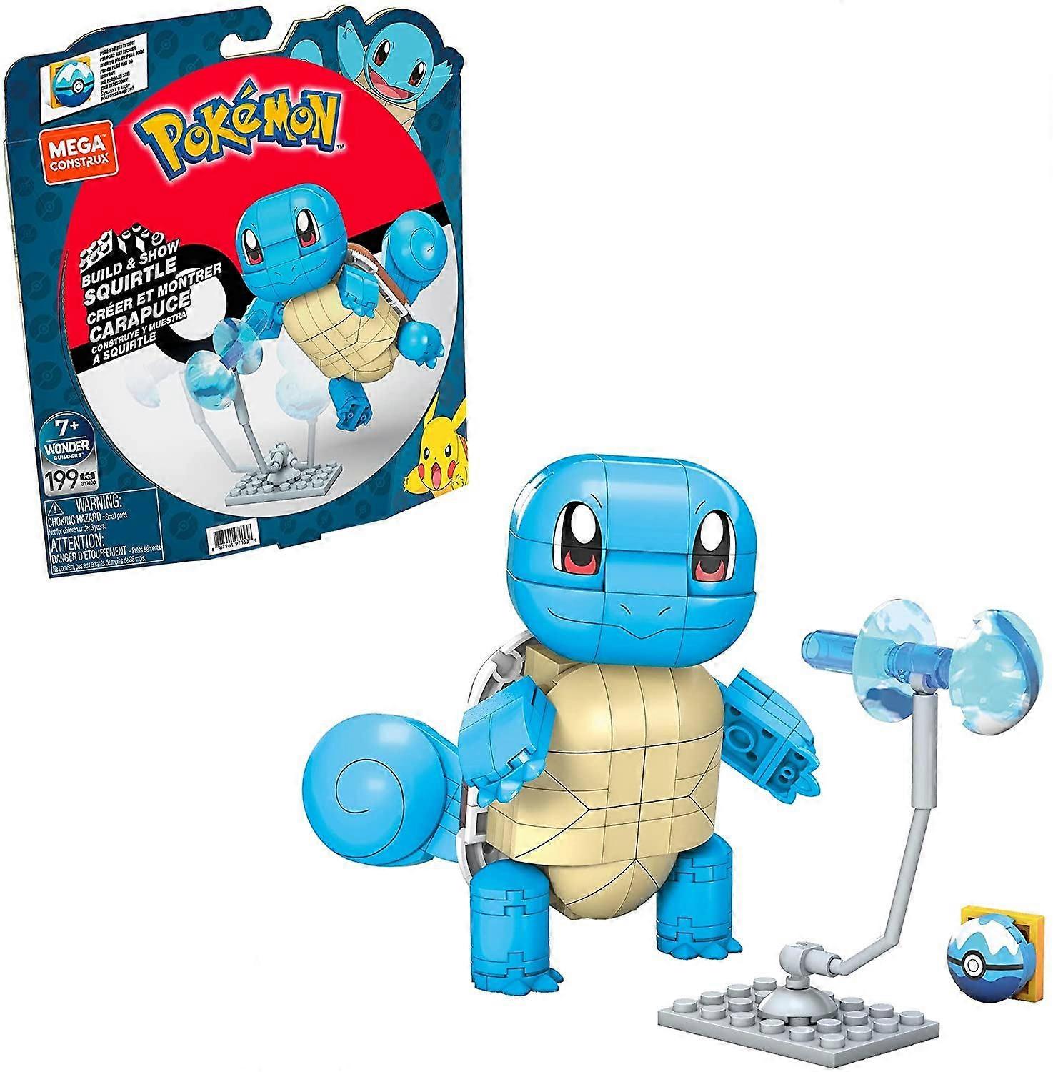 MEGA Pokemon Build & Show Squirtle Building Set with 199 Bricks & Special Pieces