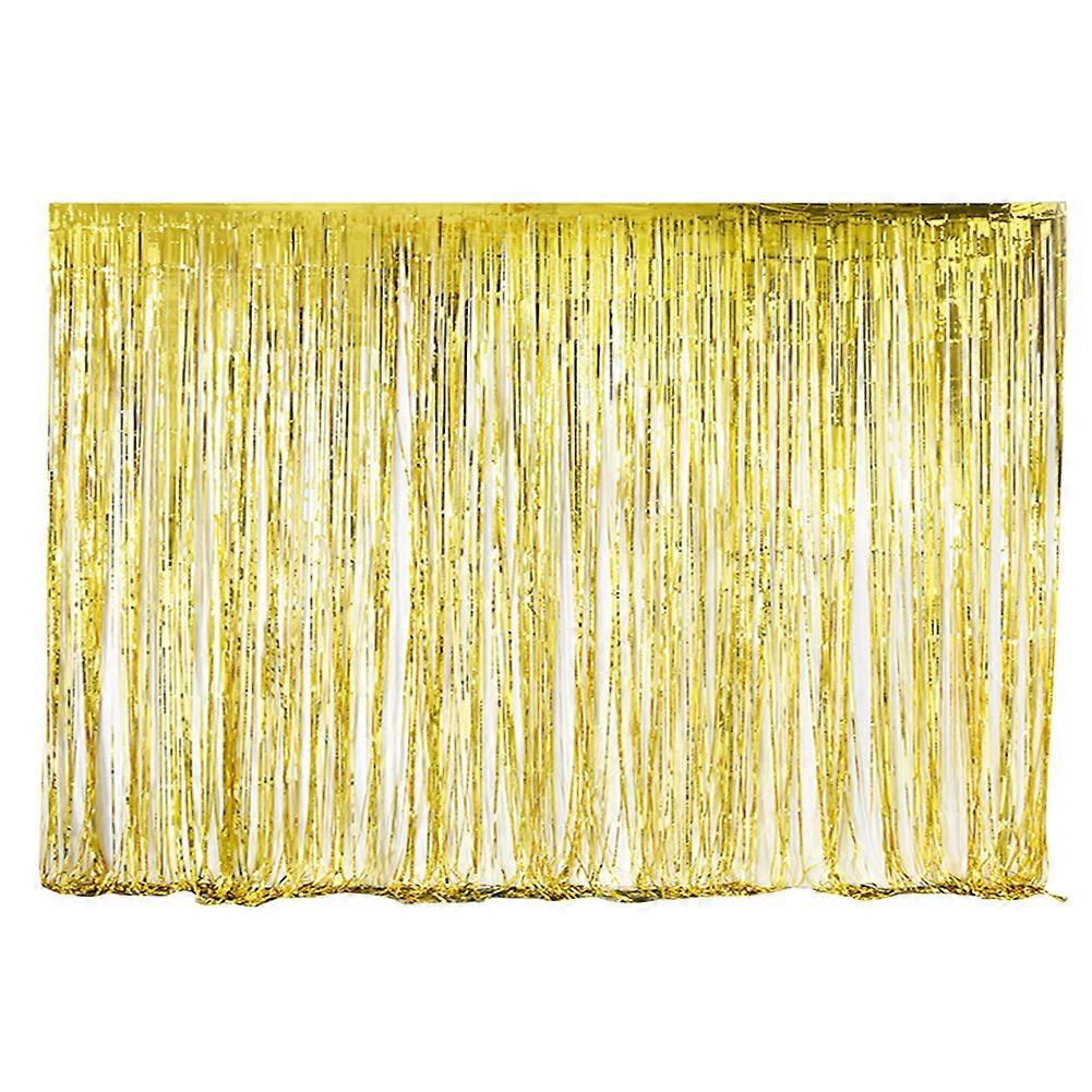 パーティールームの誕生日パーティーステージの背景の結婚式の装飾小道具のためのゴールドフリンジドアカーテンゴールドドアカーテン