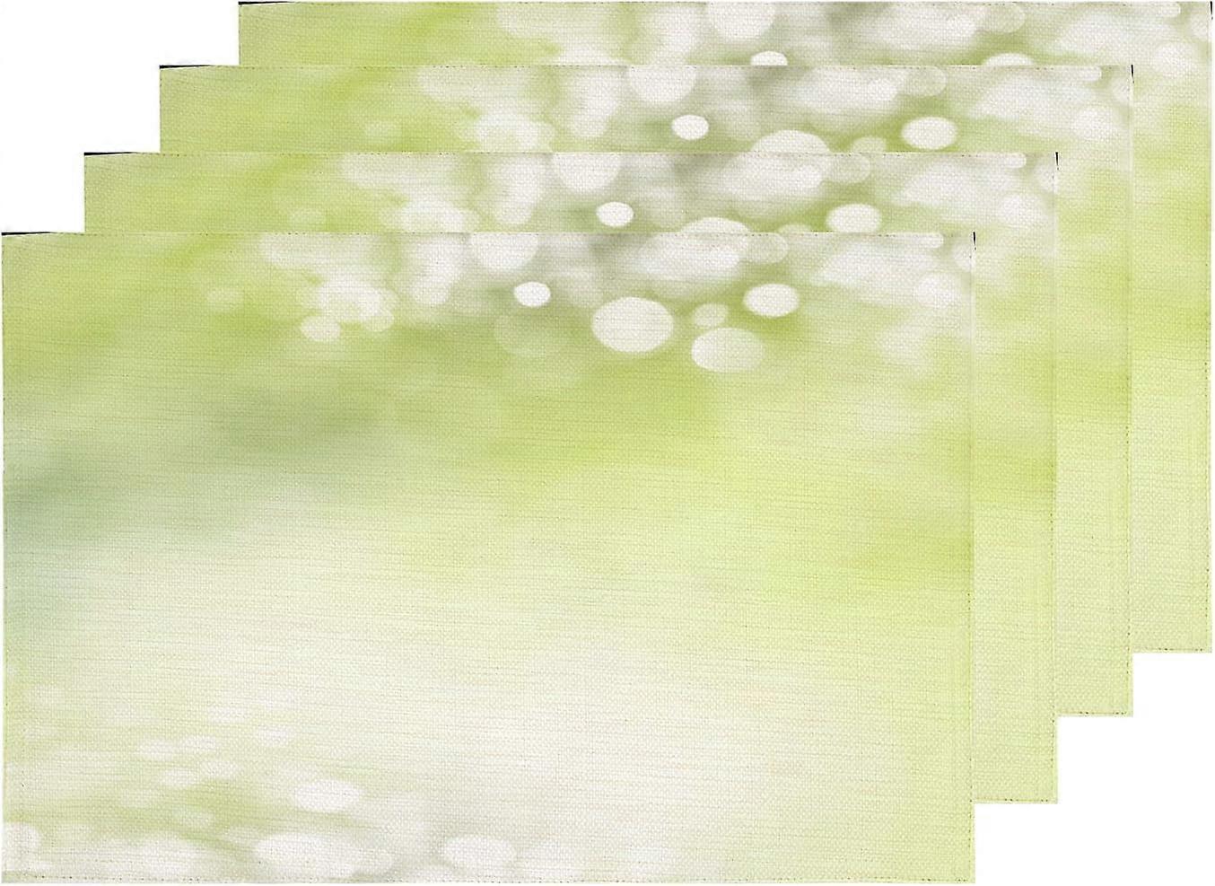 Light Green Solid Lake Placemats, Table Mat Linen Burlap Washable Double-Deck Heat Insulation for Dining Table Kitchen Table Set of 4 (12 x 18 inch)