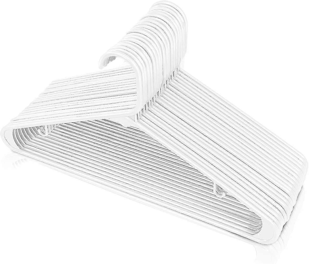 Stable Coat Hanger White Plastic 24pcs. Robust Non-slip 42cm Wide With 2 Pcs/YY