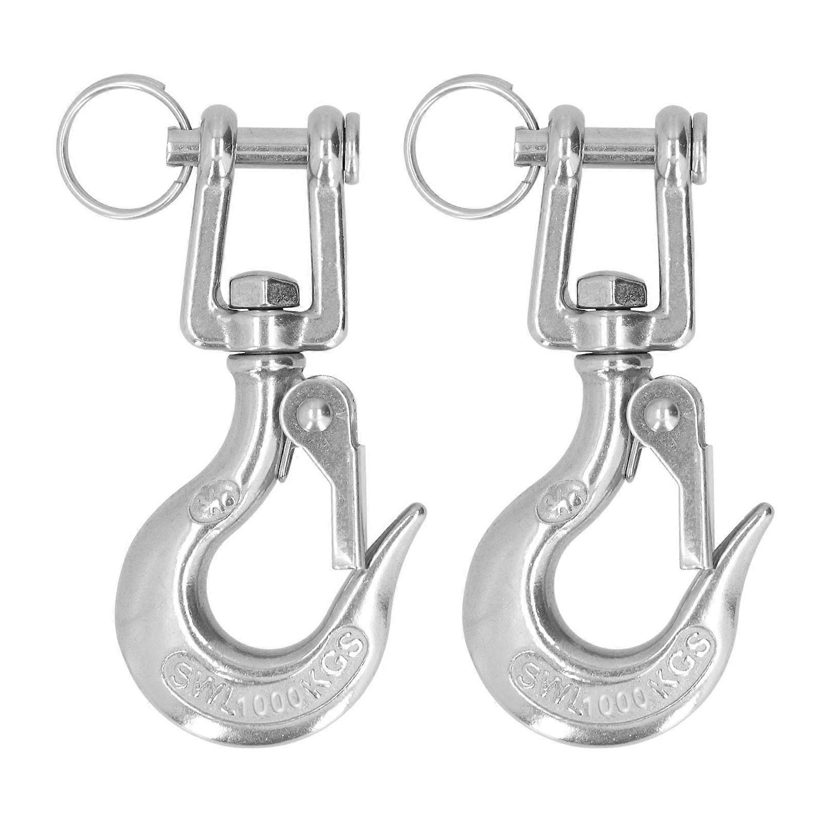 2 stuks Lifting Clevis Chain Hook 304 RVS Rigging Accessoire met Veiligheidsvergrendeling (3/81000kg)