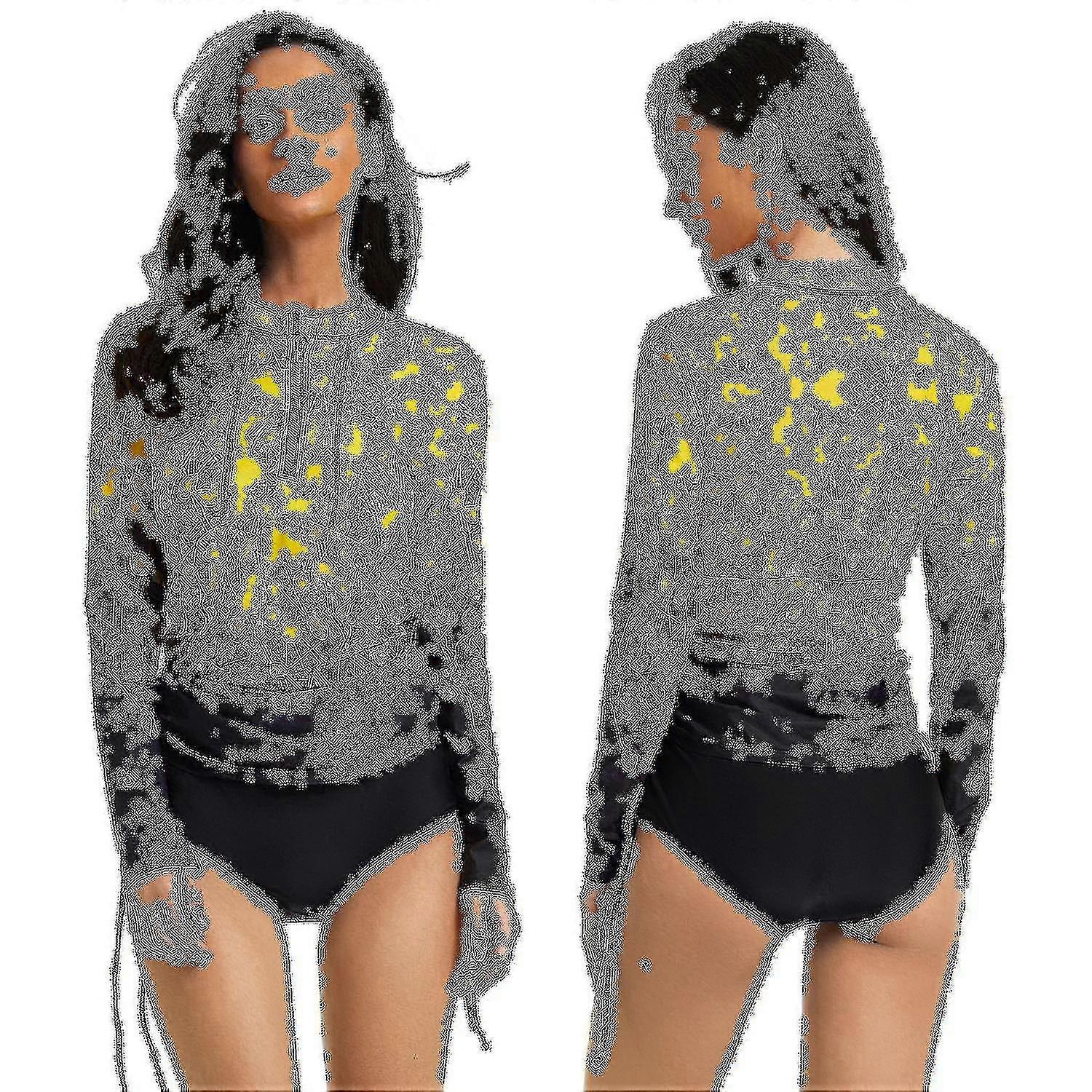 Femmes Manches Longues Rash Guard Maillot de bain Chemise de surf Deux pièces Maillot de bain Géométrique Short Set Maillot de bain UV Protection Maillot de bain
