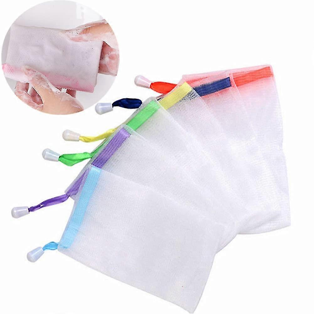 10 Pcs Exfoliating Mesh Soap Pouch Bubble Foam Double Layer Net Soap Sack Saver Pouch Drawstring Holder Bags