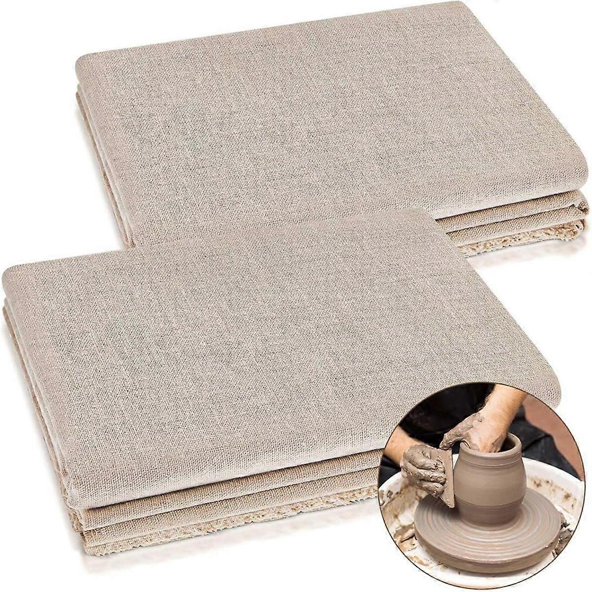 2Pcs Pottery Linen Cloth Hessian Clay Sculpture Tool Washable Reusable Drop Cloth for Paint Paintin