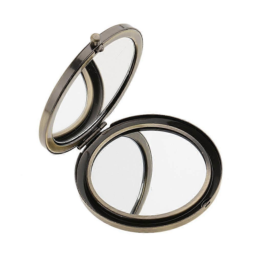 Double Sided Folding Mini Mirror - Compact Double-sided Makeup Mirror - Cosmetic Mirror - 70x70x11mm - Gold, 7x7x1.1 cm