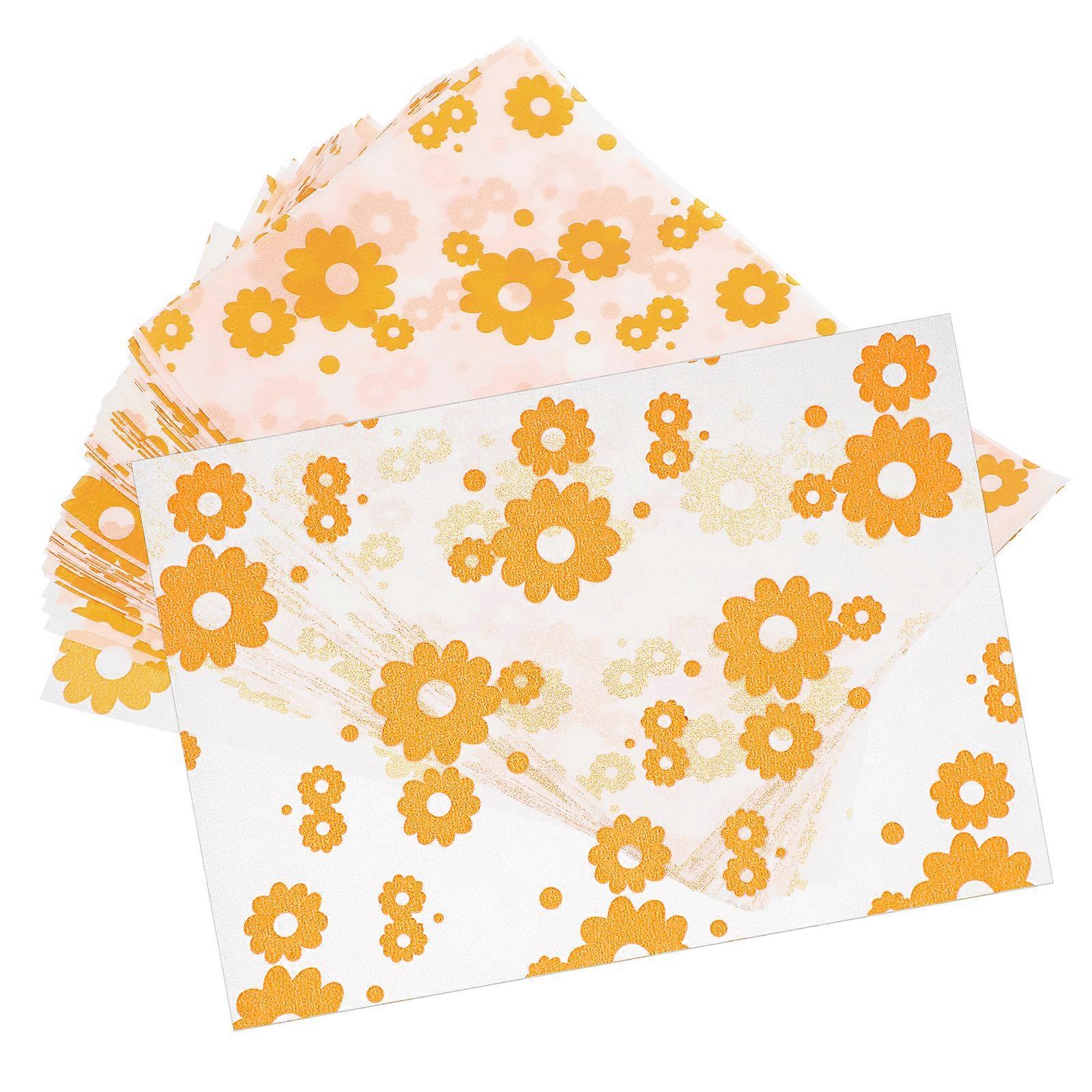 100 Sheets of Candy Packing Paper Flower Pattern Wrapping Paper Food Packing Papers