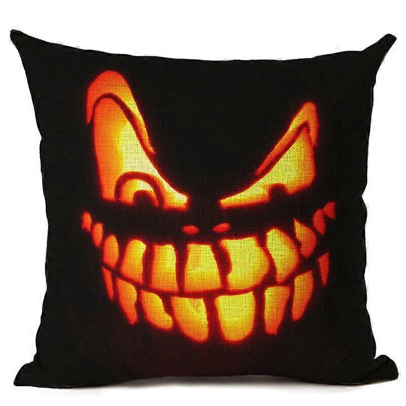Halloween dýňový obličej zářící ve tmě Povlak na polštář Čtvercový polštář Design 1984