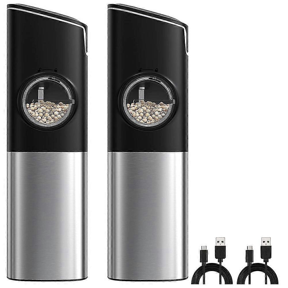 Rechargeable Automatic Salt And Pepper Grinder Set With Safety Switch, Electric Gravity Pepper Grin