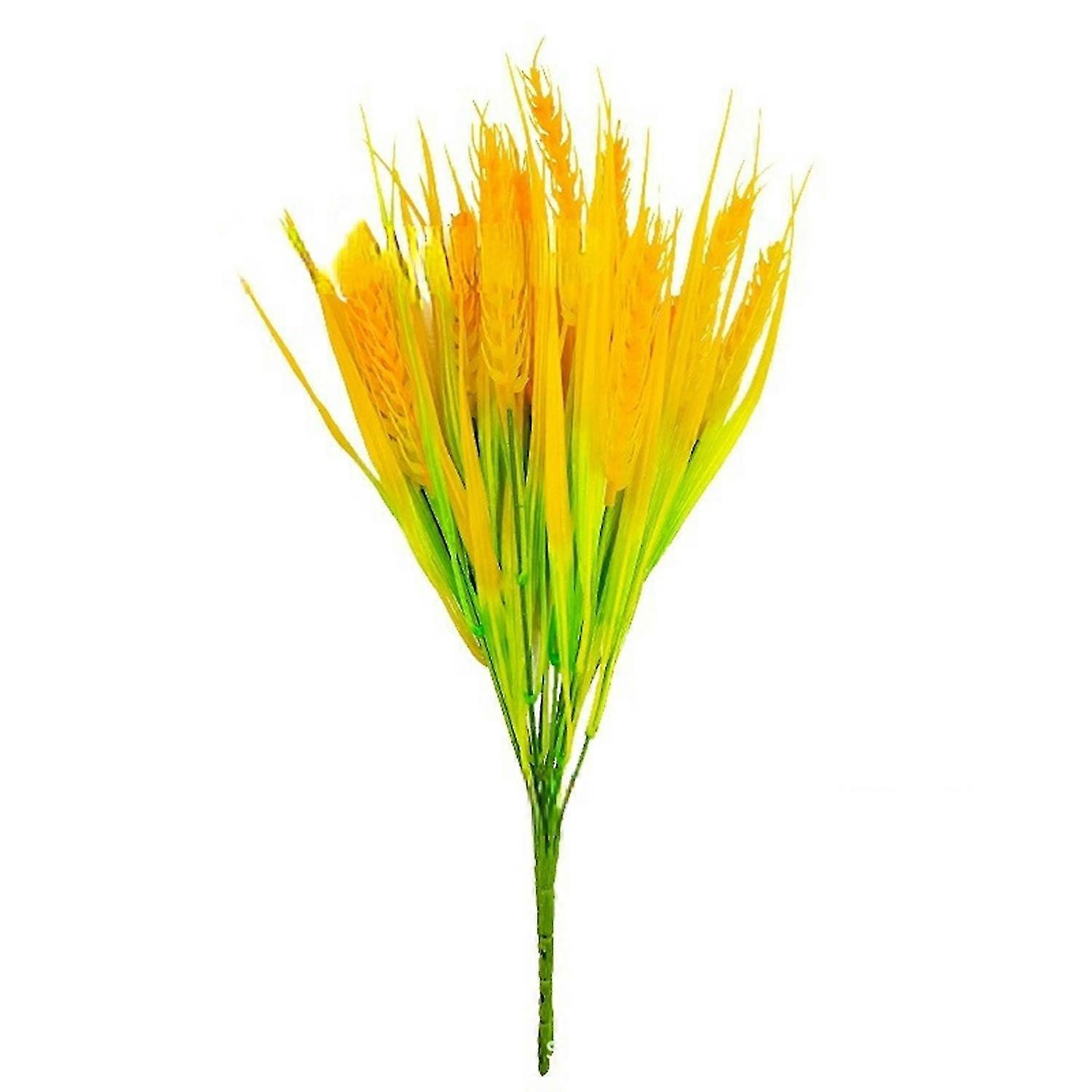 7 Forks Artificial Wheat Ears Rice Plant Bouquet Realistic Simulated Non Water Needed Easy to Care I