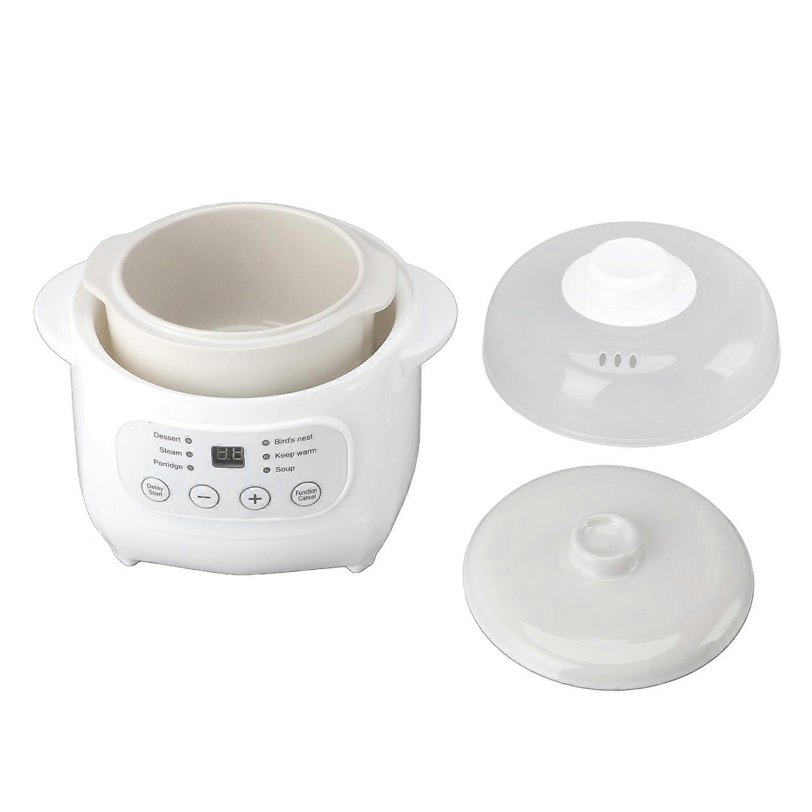 200W Mini Ceramic Stew Cooker 1L Capacity Electric Slow Cooker Porridge Soup Pot Automatic Power Off(YMCAT)