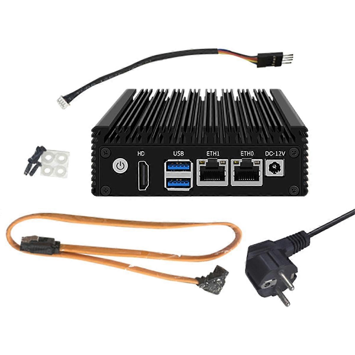 N3160 Mini PC 6W Dual Gigabit Mini Host X86-P1 myk ruting Lavt strømforbruk Quad Core Fire tråder 2xUSB3.0 myk ruter EU-plugg