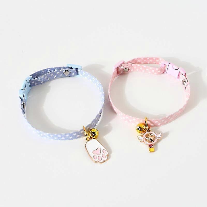 Cat Collar with Pendant, Safety Adjustable Cat Collars Set L Size