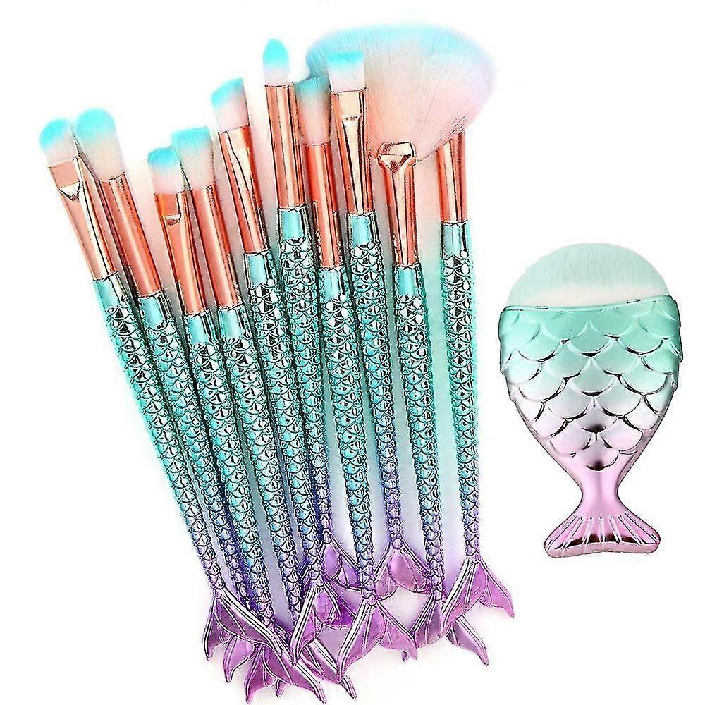 Meerjungfrau Make-up Pinsel, 11 Stück Meerjungfrau Pinsel Meerjungfrau Make-up Pinsel Set Professioneller Foundation Concealer