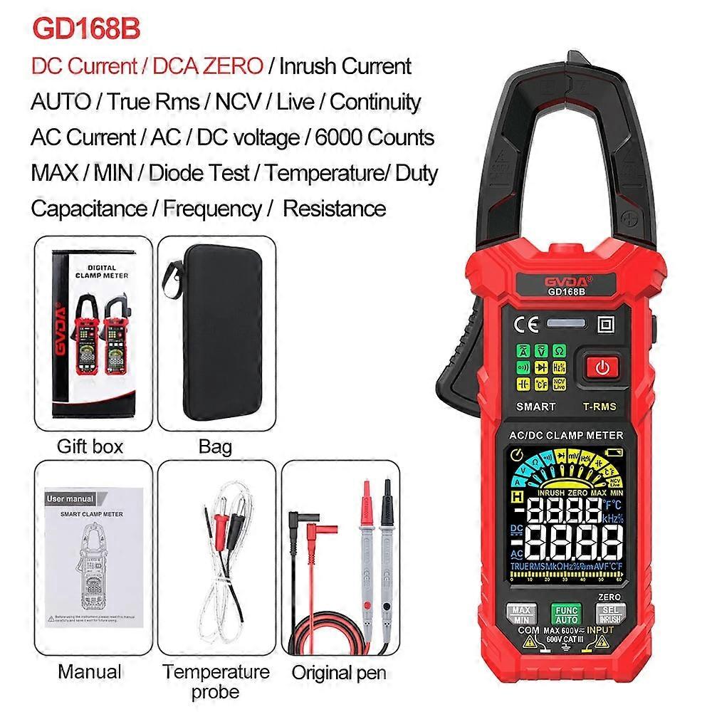 GVDA Digital Clamp Meter Multimeter Auto Range True RMS NCV DC AC Voltage Inrush Current Temperature Tester Automatic Voltmeter