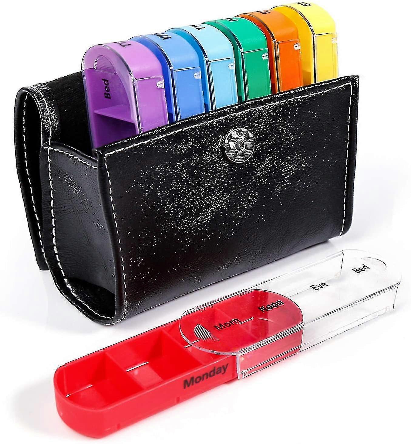 7 Days 28 Grid Leather Pill Box