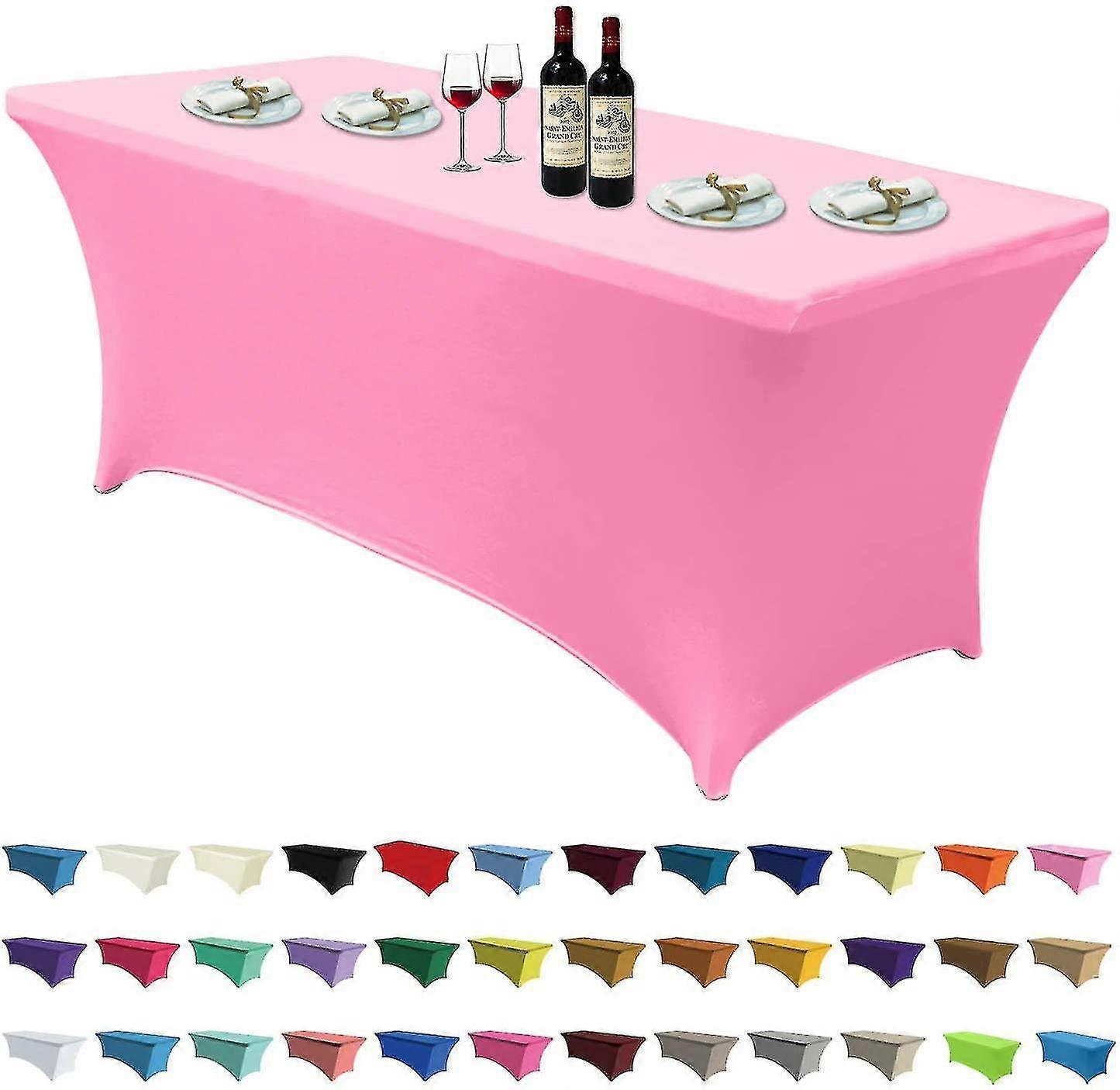 Table Cover Fitted Polyester Tablecloth Stretch Tablecover-Pink