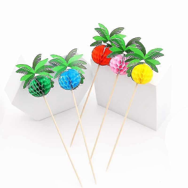 10pcs Pineapple Flamingo Cocktail Sandwich Cupcake Food Picks Wooden Honeycomb Umbrella Jungle Party Toothpicks Appetizers