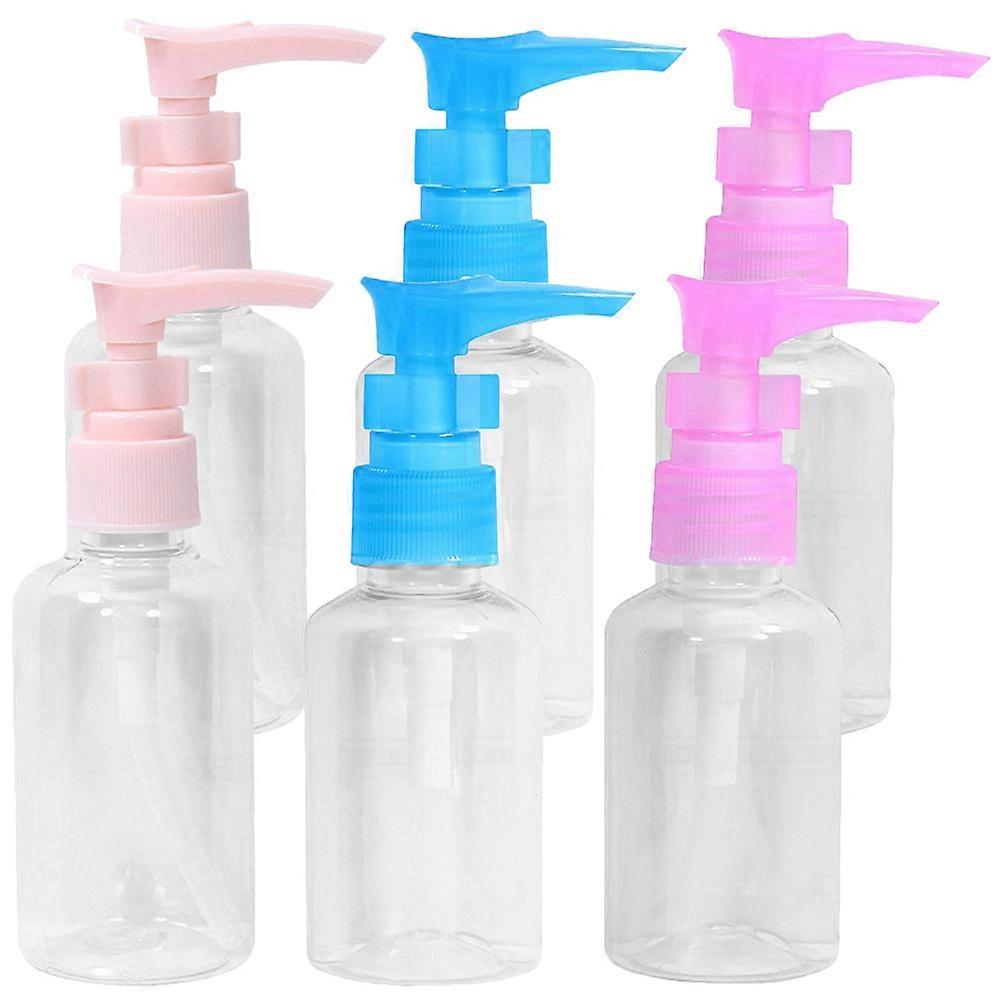 6pcs Plastic Bottles with Pump Clear Pump Dispense Empty Refillable Shampoo Dispenser Bottles Random Color