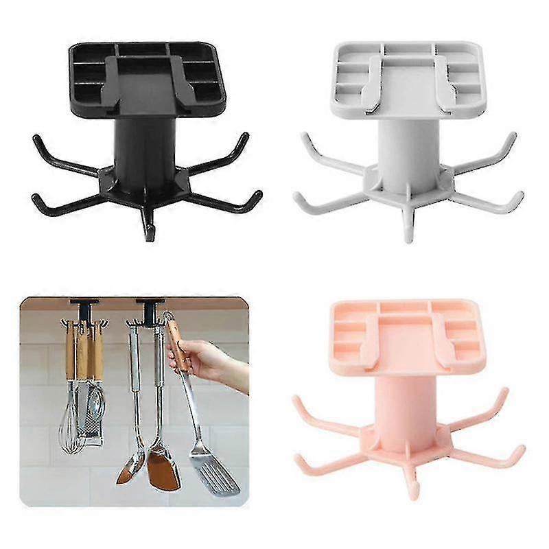 1Pc Pink Rotating Hook Kitchen Storage Rack