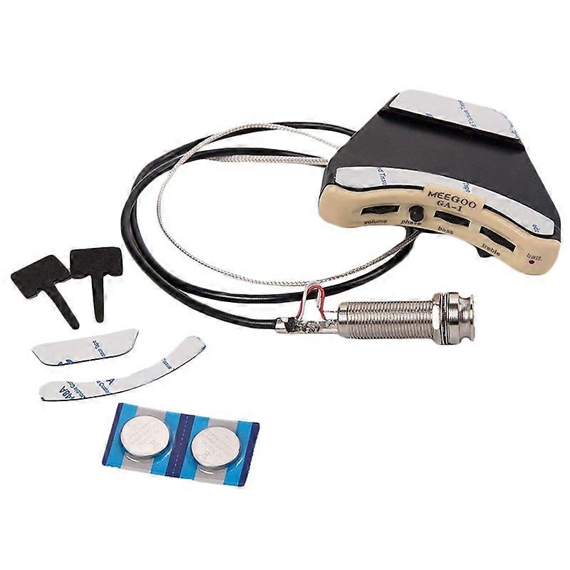3X Akustisk Gitarr Soundhole Förförstärkare Piezo 3 Band Pickup Eq Med Mikrofon
