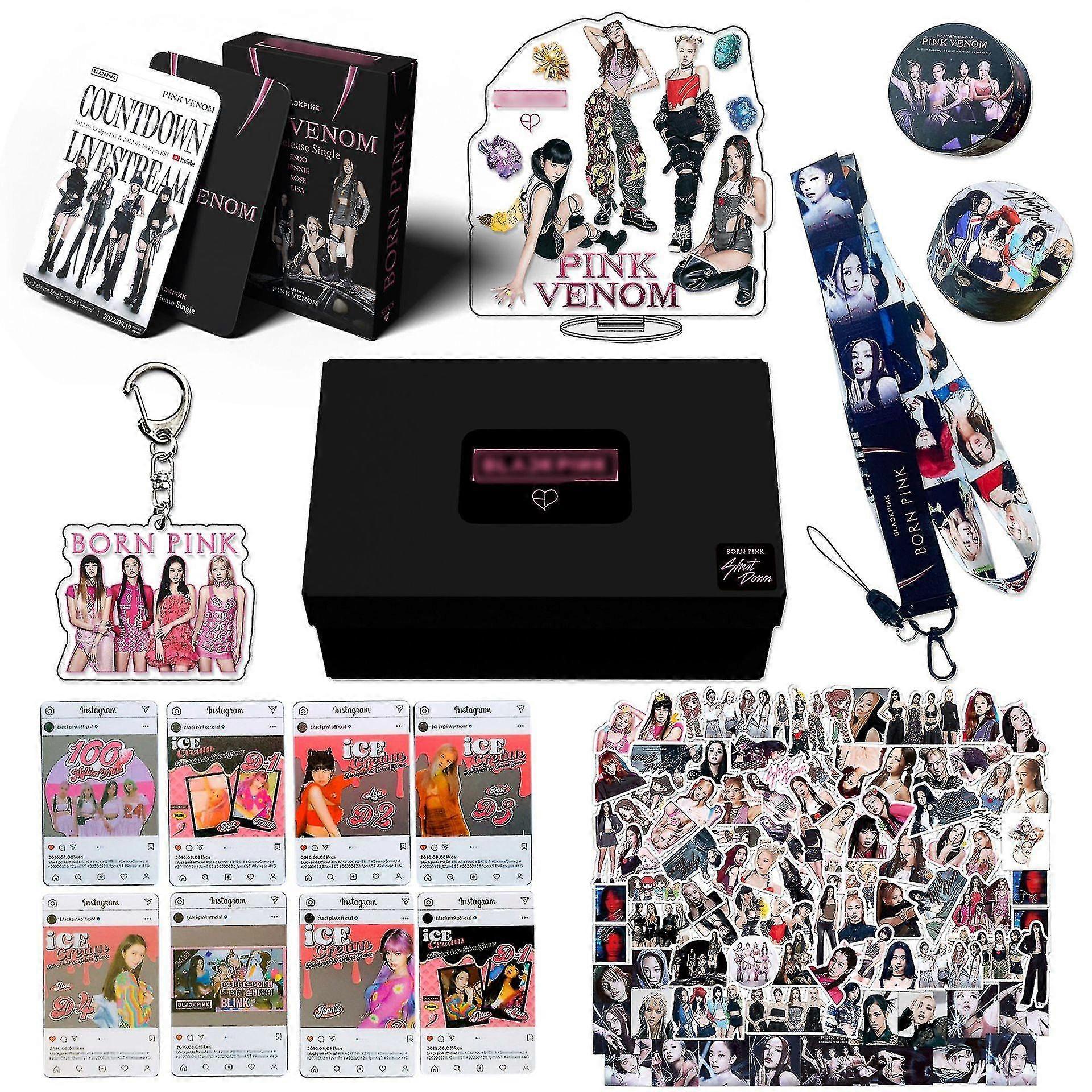 161 Pcs Black Pink Born Pink Album Gift Box Set Blink Fans Gift Merchandise Photocards Birthdays Party Decorations Kpop Lanyard Stickers