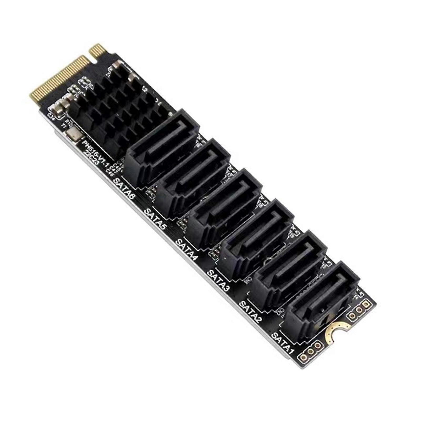 M2 M-key PCIE 3.0 to Sata Adapter Card 6 Port Sata Controller Expansion Card