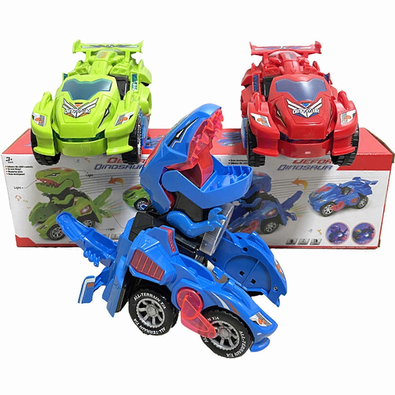 2 in 1 Transforming Dinosaur LED Car with Light and Music, T Rex Transformer Toys
