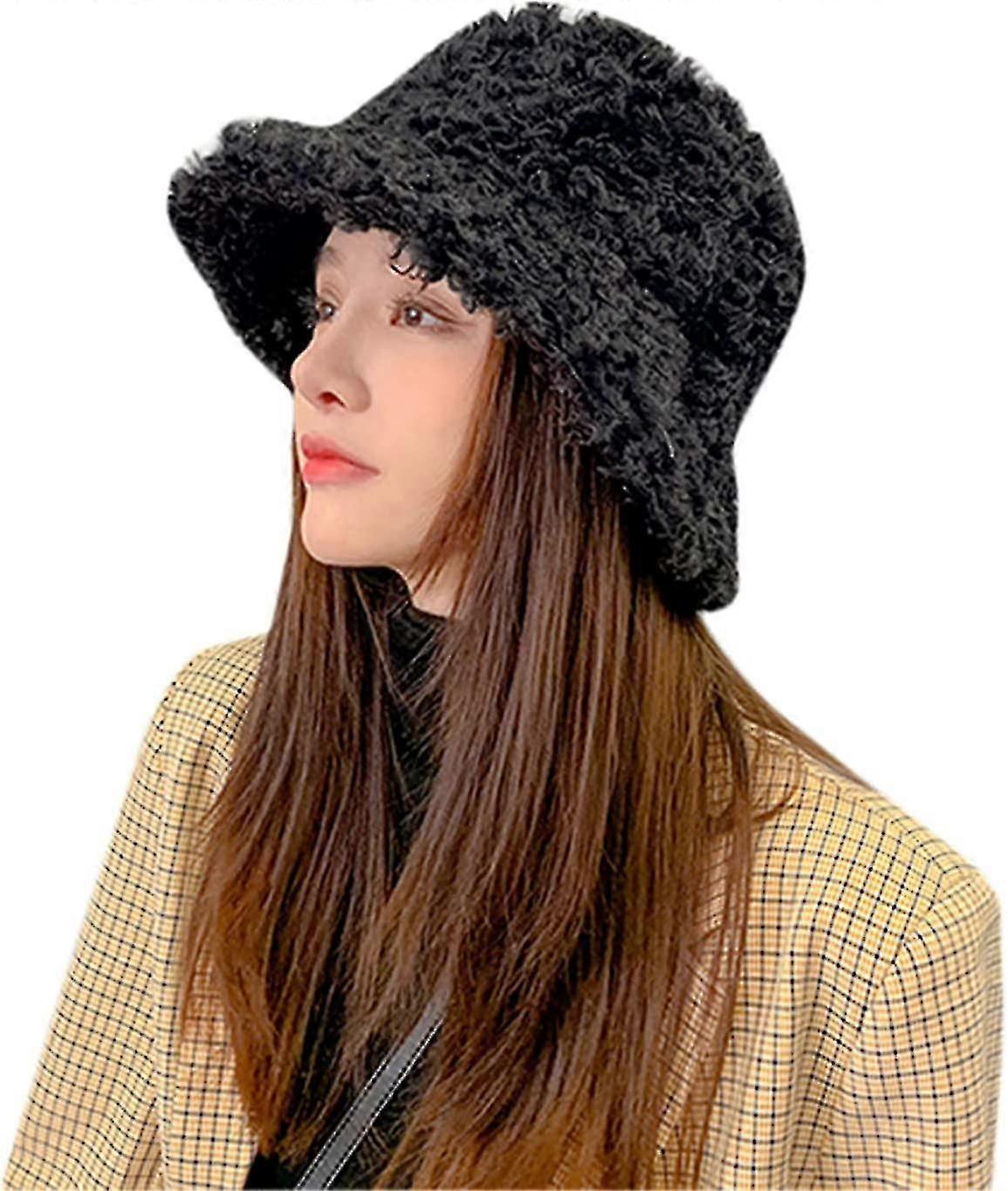 Eant Cau D'hiver Pour Dames Femmes Cau De Melon En Feutre De Laine Doux Confortable Cau De In Epais Chaud Bonnet Bob Coupe- Resp