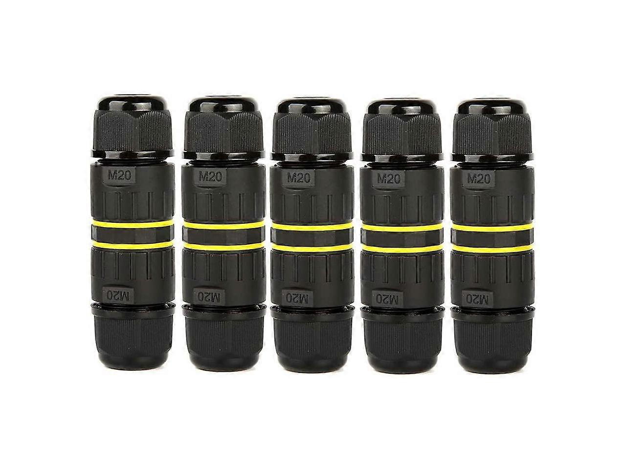 5 Packs 3 Pole Wire Connector Waterproof IP68 External Electrical Junction Box,M20 for 5-12mm Wire Range(AC 400V, 24A),UL,2 Way 3 Pin