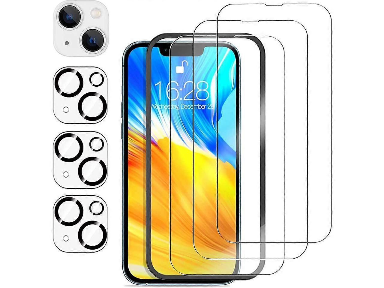 3 Pack Tempered Glass Screen Protector Compatible with iPhone 13 Pro Max 6.7 inch with 3 Pack Camera Lens Protector, [9H Hardness] [Scratch Resistant]