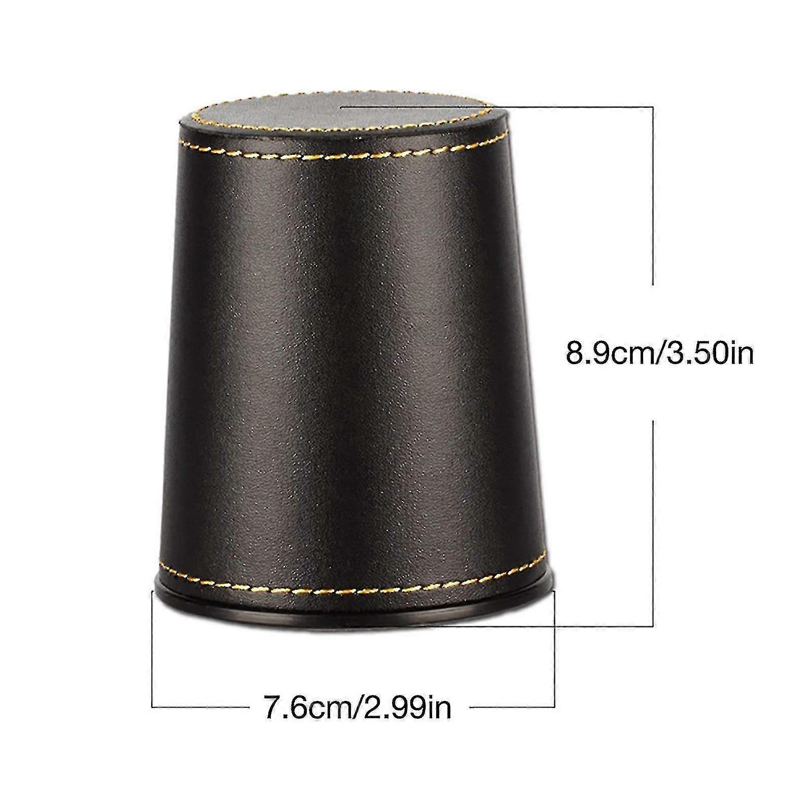 Dice Cups Game Dice Set, Felt Lined Pu Leather Dice Rolling Cup Velvet With 5 Standard Dot Dices Quiet Shaker For Bar