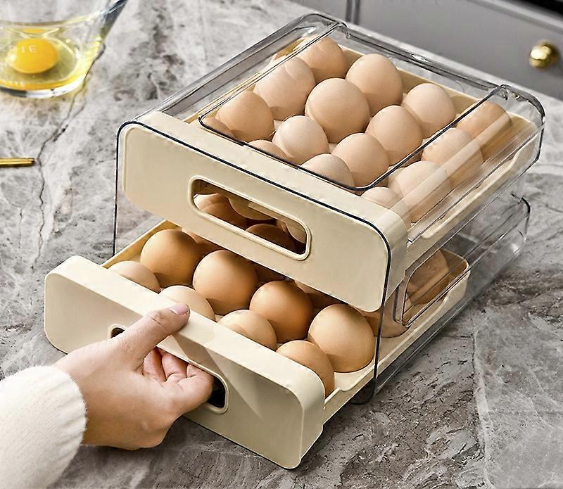 Kitchen double layer egg storage box Egg tray Drawer type egg organizer for household refrigerator egg box
