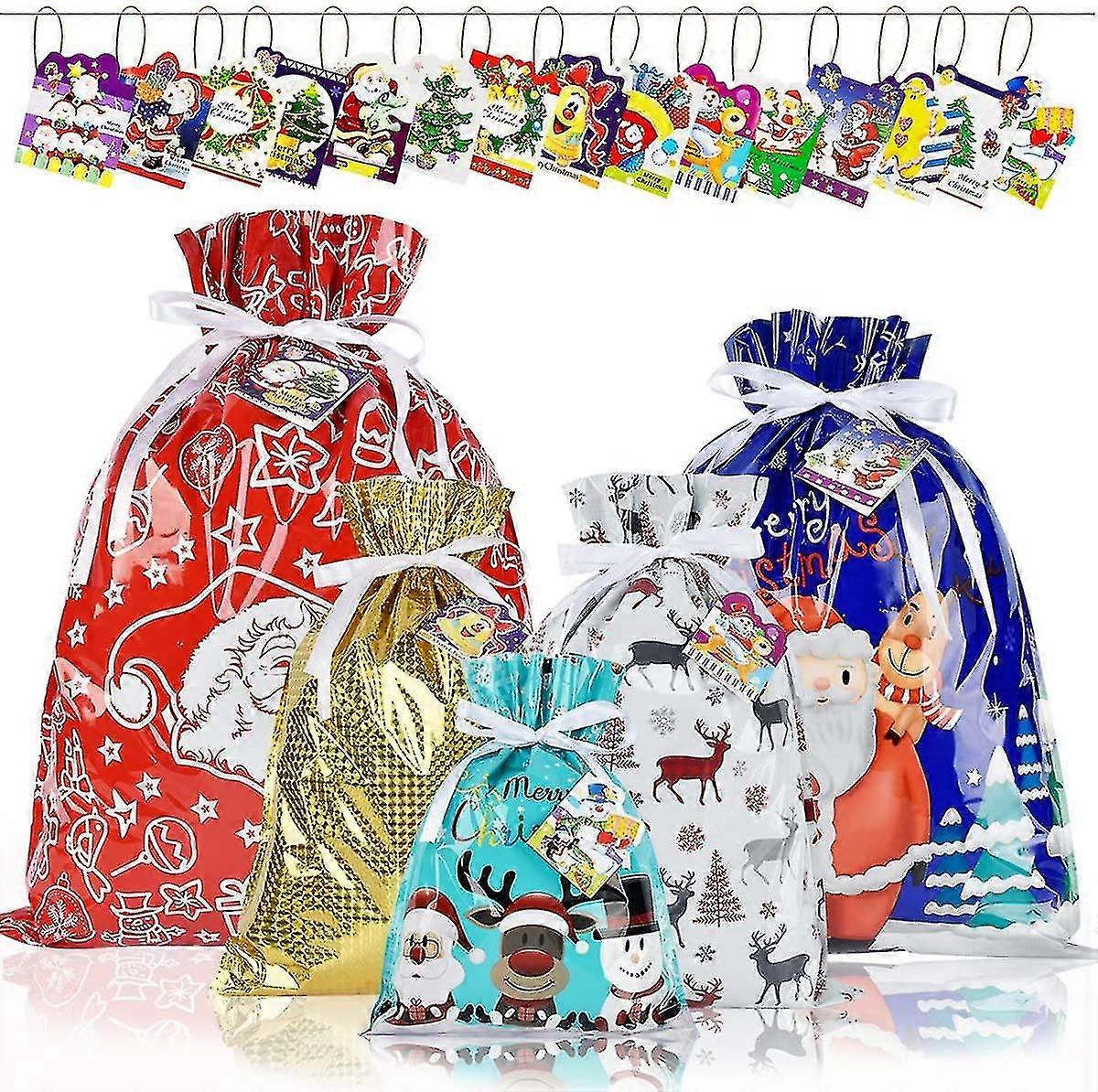 Christmas Drawstring Gaveposer I 5 forskjellige design for Xmas Holiday Parties A