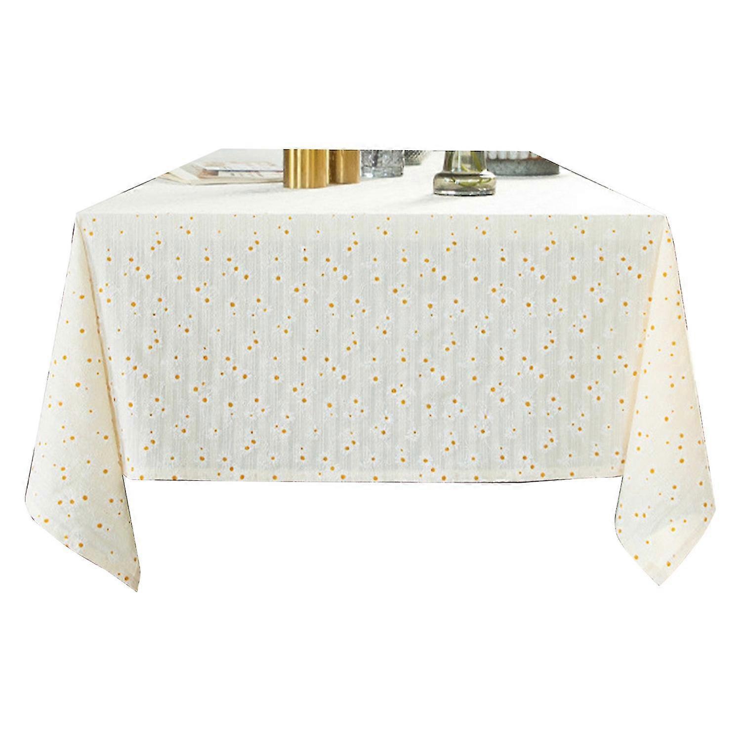 Tablecloth with Tassels French Style Square Soft Cotton Linen Dust-proof Small Flower Pattern Kitche